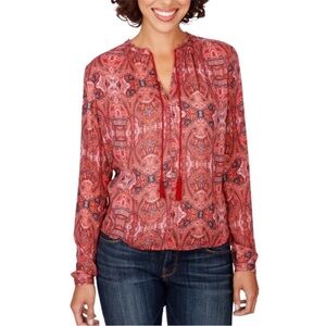 Lucky Brand Red Patterned Blouse size M